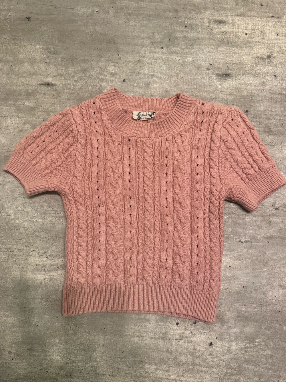 Free People - Short Sleeve Cable Knit Sweater - Pink